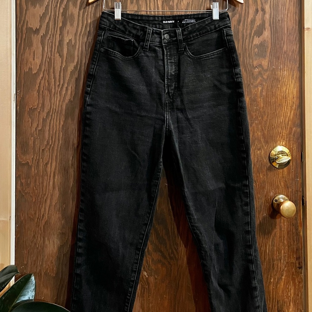 Black High Waisted OG Straight Jeans - Old Navy - Size 4